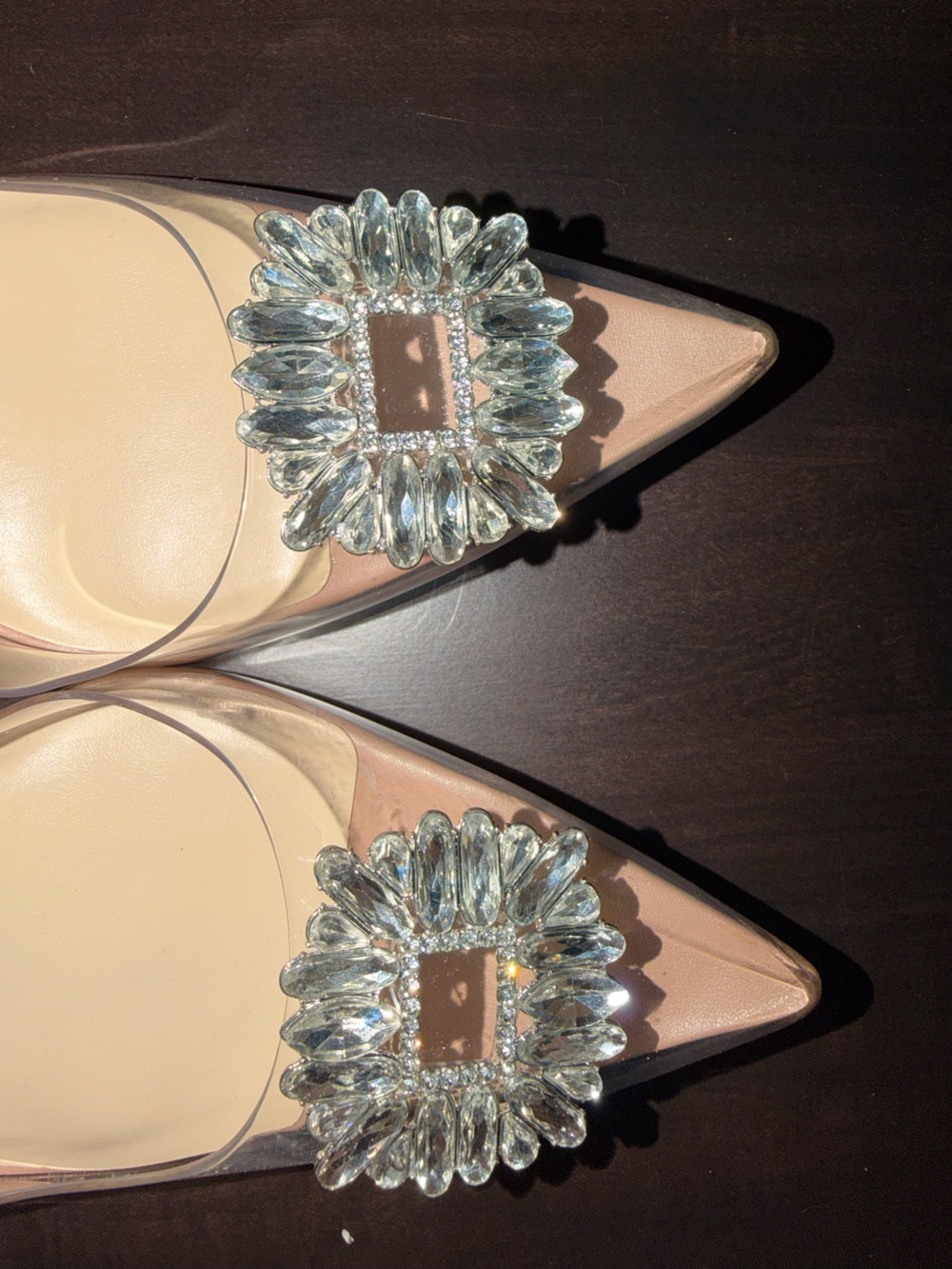 Jessica Simpson Blush Clear-Strap Heels with Crystal Buckle - New - Size 9.5 - Picture 3 of 5